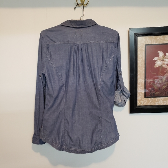 Prototype Distress Denim Button Down Shirt Size L - Picture 2 of 3